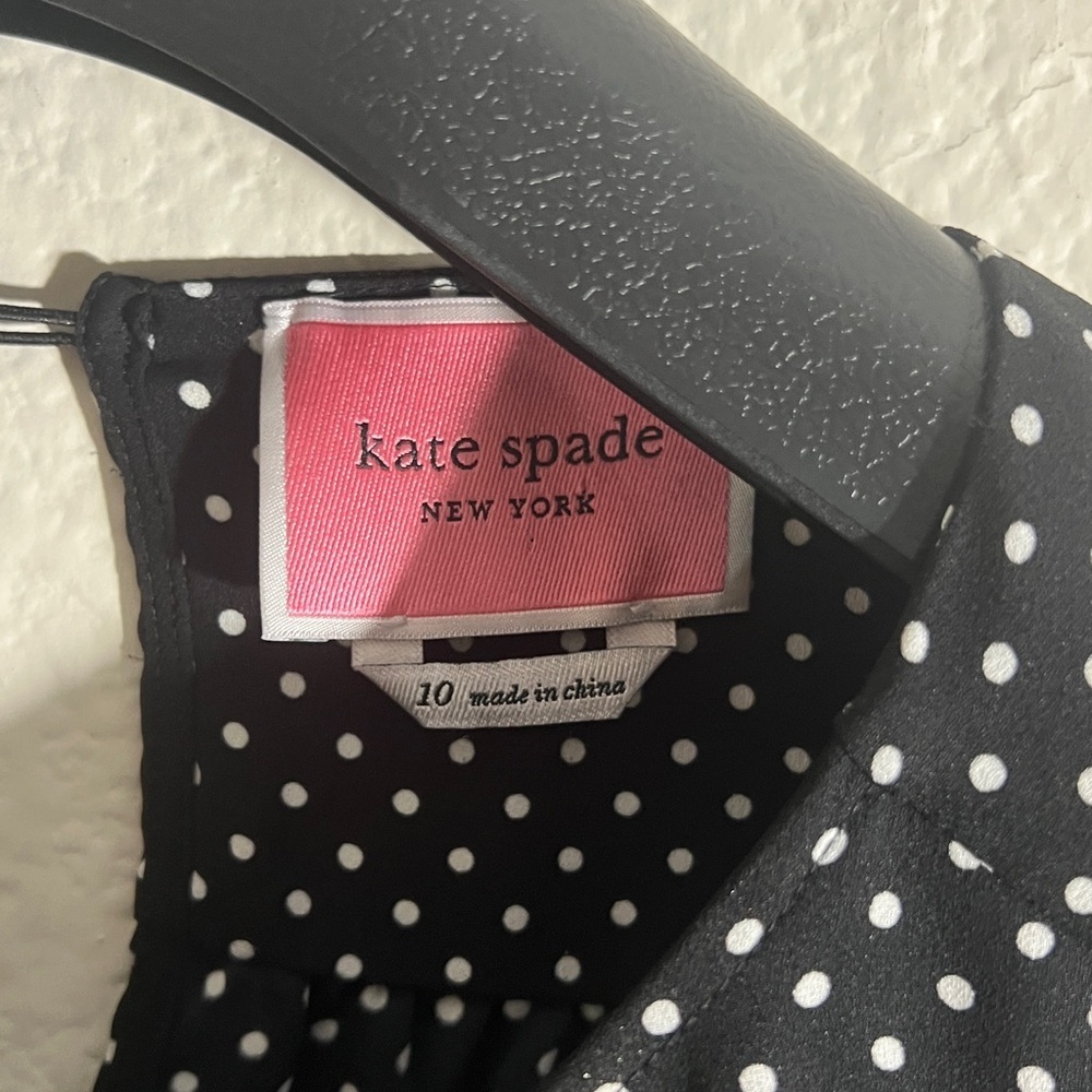 Kate spade New York Black & White PolkaDot midi dress dainty flowy Sz 10 - Picture 7 of 13